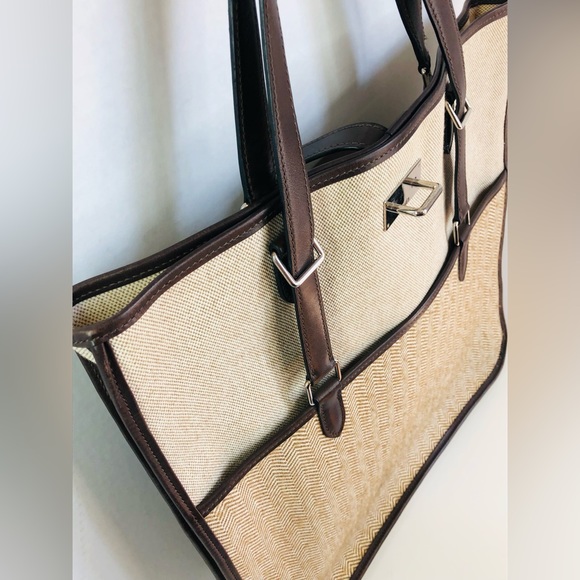 Vintage Hermes Toile & Swift Cap d'Ail Tote Canvas Leather Large Authentic COA - Picture 9 of 12